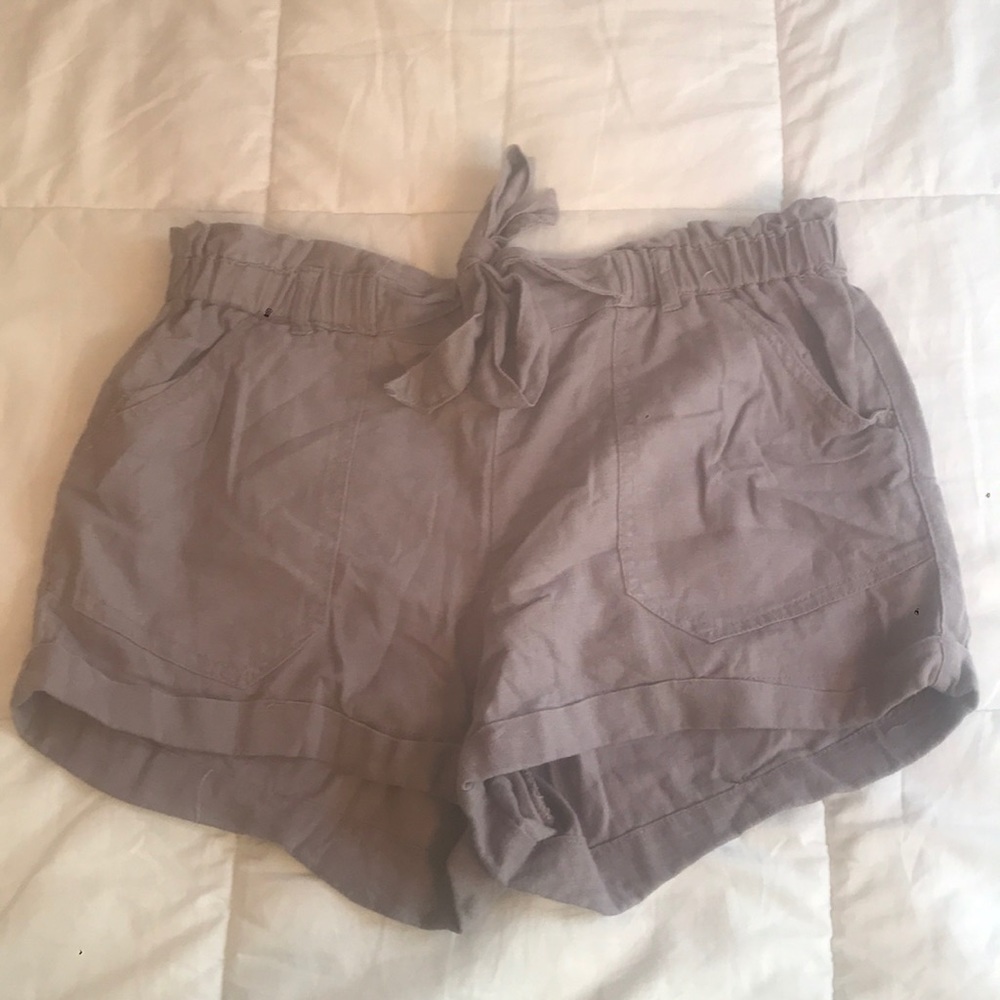 purple cotton shorts with pockets and bow